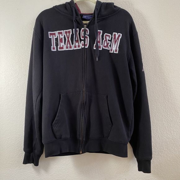 Texas A&M Black Zip Jacket Hoodie Campus Heritage Collection Medium Zip Front - Picture 1 of 7